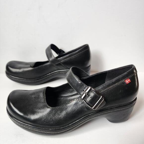 ECCO Shoes Womens Size 37 EU 6.5 US Clogs Mary Jane Wedge Black Leather Buckle - Picture 3 of 11